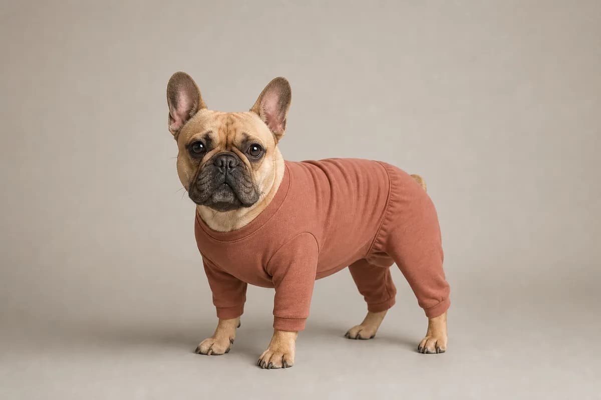 Dog wearing a four-leg pet pyjama set